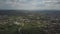 Panorama from a bird`s eye view. Central Europe: The Polish town of Jaslo is located among the green hills. Temperate climate. Fli