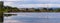 Panorama of birdwatching spot of Munson`s Pond in Kelowna, British Columbia, Canada in the Okanagan Valley on a beautiful summer