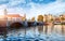 Panorama of Blue Bridge Blauwbrug in Amsterdam