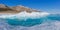 Panorama blue water of Lake Baikal hummocks