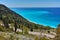 Panorama of blue waters of Ionian sea, Lefkada, Greece