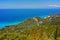 Panorama of blue waters of Ionian sea, Lefkada, Greece