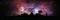 panorama blur ancient stardust nebula back on night cloud sky over silhouette forest