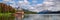 Panorama of a Boat house at Maligne lake in Jasper National Park, Alberta, Rocky Mountains Canada