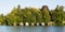 Panorama with boat houses at Lake Wessling