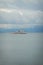 Panorama of Bodensee lake and a ferry from Friedrichshafen, Germany