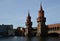 Panorama of the Bridge Oberbaumbruecke over the River Spree in Kreuzberg - Friedrichshain in Berlin