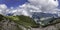 A panorama from Bucegi mountains, Romania, down in the valley where lays tourist cities like Busteni and Sinaia, and on top of a