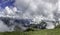 A panorama from Bucegi Mountains, Romania with a view of the tourist cities in the valley, like Sinaia and Bucegi