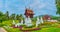 Panorama of Buddhist shrine and Royal pavilion, Rajapruek park, Chiang Mai, Thailand