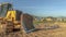 Panorama Bulldozer at a construction site with copy space