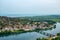 Panorama of the Buna River Valley - view from Rozafa Castle Albania. Delightful summer landscape with the Ura e Vjeter e Bunes