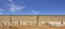 Panorama of a busy waterhole in Etosha National Park