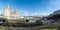 Panorama of Caernarfon Castle and River Seiont at low tide, ,North Wales,United Kingdom