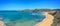 Panorama of Cala Cavalleria beach in Menorca, Balearic islands Spain