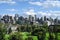 Panorama Calgary. Calgary cityscape. Skyscrapers of Calgary