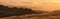 Panorama of California Bay Area fog at sunset