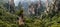 The panorama called â€œgathering soldiersâ€ in Tianzi Mountain area in the Wulingyuan National Park, Zhangjiajie, China.