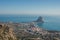 Panorama of Calpe Calpe town, Spain. Overlooking the coast, th