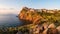 Panorama of Capraia city on the rock of Isola di Capraia island