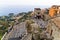 Panorama of Castelmola, Taormina coast and Isola bella in Sicily