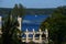 Panorama of Castle Babelsberg and Bridge Glienicker Bruecke in Autum at the River Havel in Potsdam - Berlin