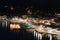 Panorama of the center of the night town of Sivota in the Greece.
