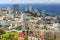 Panorama of the central part of the city of Vladivostok from the highest point of the Eagle`s Nest hill