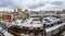 Panorama of the central streets of Moscow in a winter cloudy day