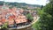 Panorama of Cesky Krumlov. A beautiful and colorful amazing historical Czech town. The city is UNESCO World Heritage Site on Vltav