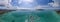 Panorama Chalong pier with sailboats and other boats at the sea,Beautiful image for travel and tour website design,Amazing phuket