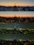 Panorama of the change of sunset and night view in central Berlin with Berlin TV tower