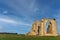 Panorama of chateliers abbey with moon in the sky