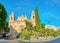 Panorama with church and garden, Birgu, Malta