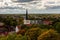 Panorama of the Church in Paide, central Estonia. The ancient Catholic Church and the heritage