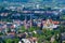 Panorama of the city of Freiburg im Breisgau with church of St. Johnâ€˜s Church in the foreground, Germany, Europe