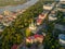 Panorama of the city of Kiev with a view of the Dnieper River, the historical and industrial districts of the city and