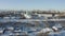 Panorama the city of Kirov and the high bank of the river Vyatka and the Alexander Grin Embankment and the rotunda on a