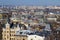 Panorama of the city of Kyiv from a height. View from above on the roofs of Podil. Houses, residential area architecture