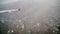 Panorama of the city of Manila from the window of a flying airplane. Shooting during the flight. Philippines.