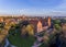 Panorama of the city of Olsztyn - bird`s eye view