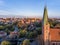 Panorama of the city of Olsztyn - bird`s eye view