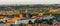 Panorama of the city of Prague in the Czech Republic on the Vltava River, view of Hradcany from the Petrin lookout tower at sunset