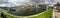 Panorama of city riverside with antique winery boats moored at D