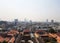 Panorama of the city with the roofs of residential houses in residential areas