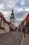 Panorama of city Trebic, a UNESCO world heritage site in Moravia, Czech Republic, St Martin Church in Trebic, Czech Republic