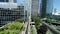 Panorama city view of modern glass office buildings