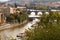 A panorama of the city with a view of the Vltava River and four