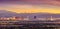 Panorama cityscape view of Las Vegas at sunset in Nevada