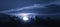 Panorama of cloudy night sky with full moon, natural background